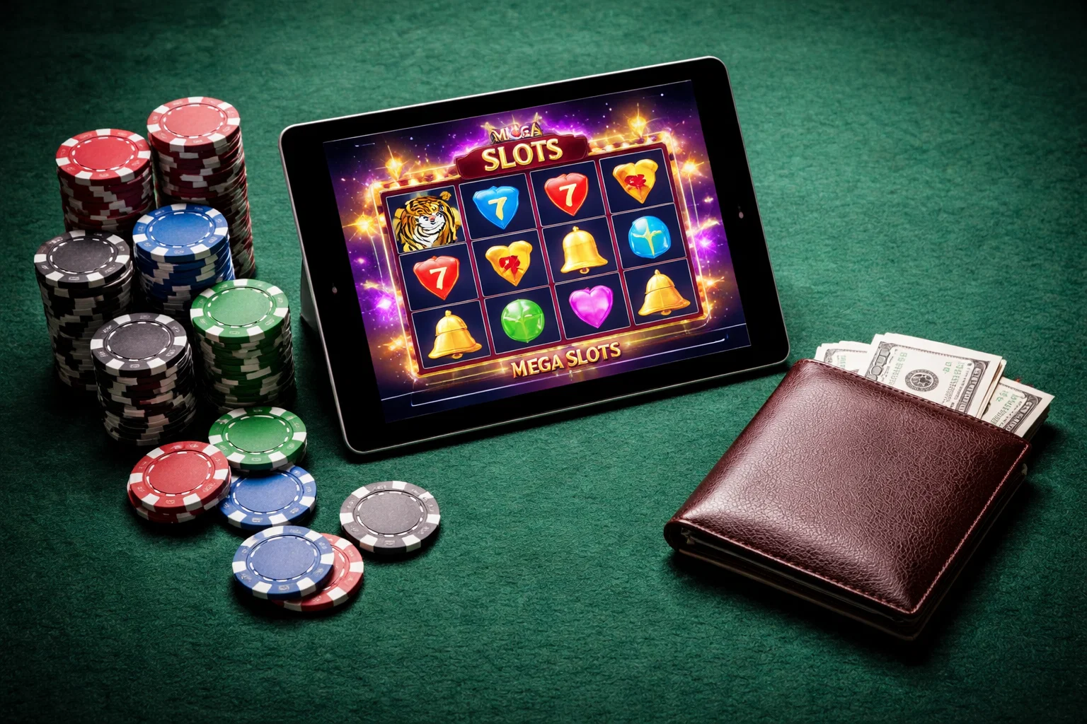 Smiling pokie machine character